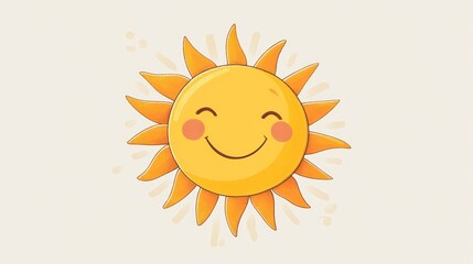 Poster - Happy cartoon sun with rosy cheeks and smile.