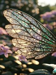 Canvas Print - Sparkling fairy wing in sunlight. AI.