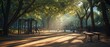 © regulator - Sunrise park workout; outdoor gym; tranquil scene