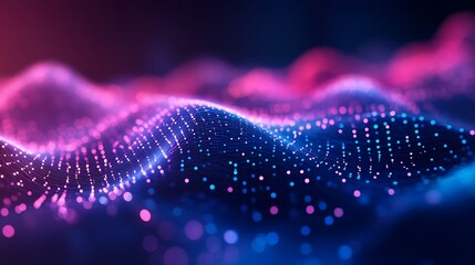 Wall Mural - abstract pink and blue glowing particle wave.