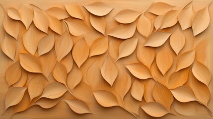 Wall Mural - Exquisite wooden panel with intricate leaf pattern, a stunning display of natural artistry and design inspiration