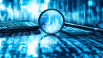 Wall Mural - Market Analysis Through a Magnifying Glass 