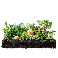 Wall Mural - vegetable plot advertisement isolated on white background full depth of field