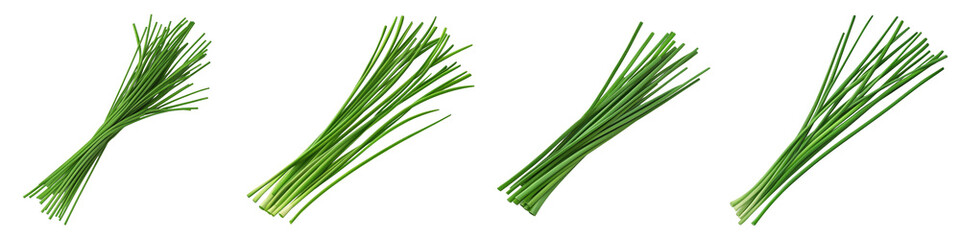 Fresh green chives arranged in bundles 