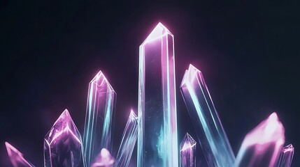 Wall Mural - A cluster of crystal-like objects with a pink hue