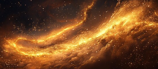 Wall Mural - Stunning Cosmic Landscape with Glowing Golden Nebula and Stars in Deep Space Captured in High Resolution