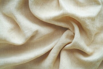 Wall Mural - Soft beige fabric with wrinkles and folds.