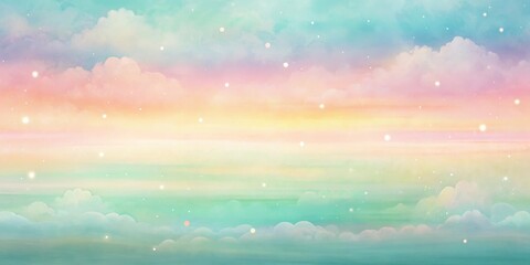 Wall Mural - Pastel Sky Dreamscape A Serene and Magical Cloud Background Featuring Soft Hues and Sparkling Lights