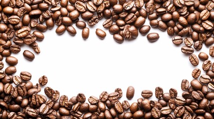 Wall Mural - Coffee beans frame on white background.