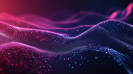 Wall Mural - abstract blue glowing connection lines and dots on a dark background