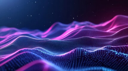 Wall Mural - Abstract blue glowing connection lines and dots on a dark background