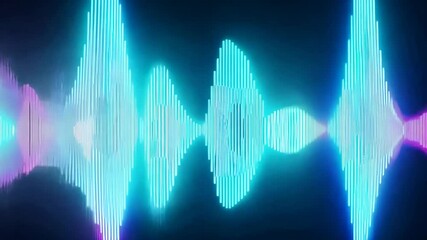 Wall Mural - abstract neon sound wave visualization: vibrant cyan and purple hues