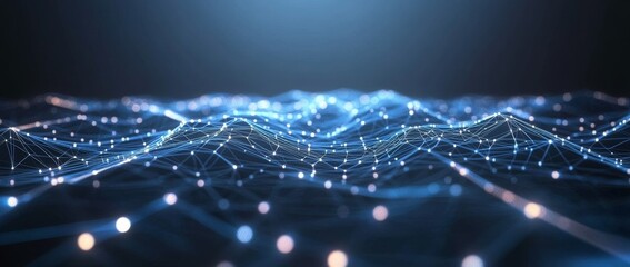Wall Mural - abstract blue background with a network connection, data transfer, and global communication technolo