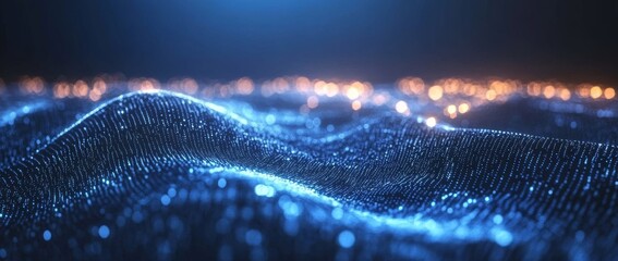 Wall Mural - abstract blue background with a network connection, data transfer, and global communication technolo