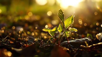 Poster - Sunrise Seedling: A New Beginning in Nature