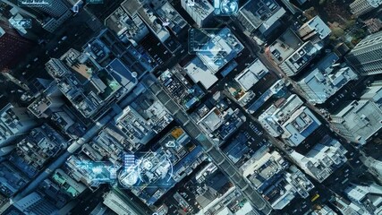 Wall Mural - dx, digital, data, drone, aerial view, overhead view, society, city, transformation, technology, system, software, development, construction, design, measurement, infrastructure, industry, business, f