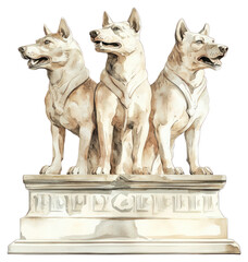 Wall Mural - PNG An ancient greek Cerberus three head one body dog statue art accessories.