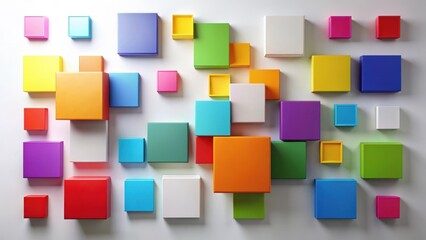 Wall Mural - Abstract Colorful Cube Arrangement on a Neutral Background A Vivid Composition of Geometric Shapes