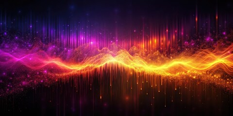 Wall Mural - abstract glowing wave energy pattern with shimmering particles and vertical light streaks