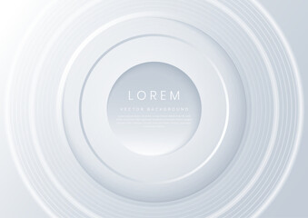 Abstract modern white and silver gradient circles layers lighting background with copy space for your text.