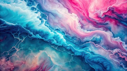 Wall Mural - abstract swirling hues of teal, pink, and white a dreamlike fluid art composition