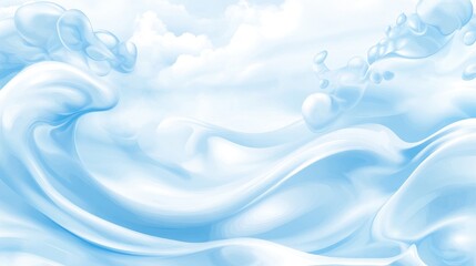Wall Mural - a blue sky with clouds and a wave