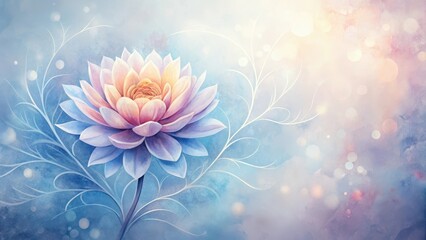 Wall Mural - Serene Pastel Bloom A Watercolor Floral Design Featuring Delicate Petals and Artistic Branches on a Soft, Dreamy Background