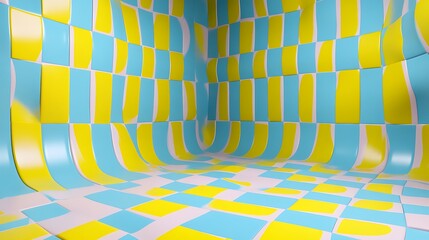 Abstract Yellow and Blue Patterned Room