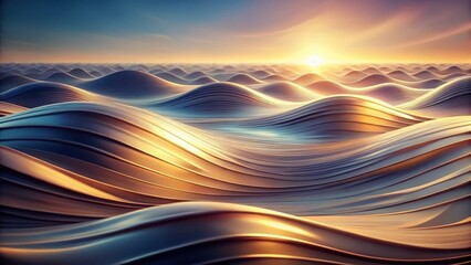 Wall Mural - Golden Hour Undulations A Serene Abstract Landscape of Smooth, Flowing Curves Under a Warm Sunset Sky