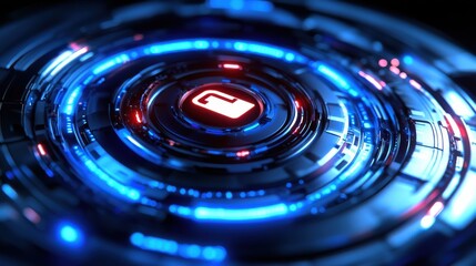 Poster - Unlocking the future a glowing lock symbol in holographic high fidelity display digital environment futuristic concept