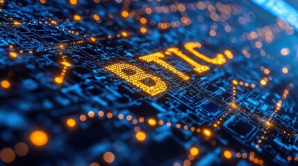 Poster - Digital banking symbols interacting in virtual holo high fidelity finance sector visual content interactive environment futuristic viewpoint technological concept