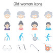 © Puckung - Old woman, Elder woman, Grandmother icon set in thin line style