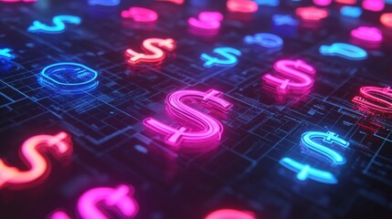 Aufkleber - Visualize digital cash flow a vibrant exploration of currency in digital finance environments