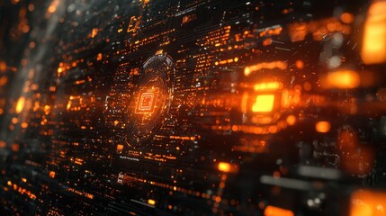 Leinwandbilder - Visualizing internet banking security high fidelity glowing shi design in a digital environment