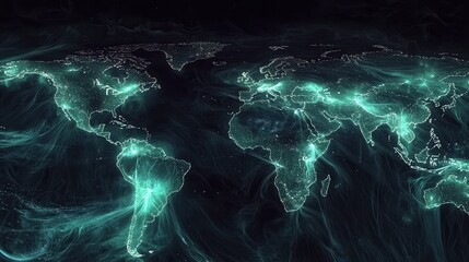 Aufkleber - Visualizing internet banking transactions as glowing high fidelity art across the globe in a dynamic digital environment