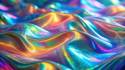 Wall Mural - abstract iridescent surface with dynamic waves and shimmering glittering texture