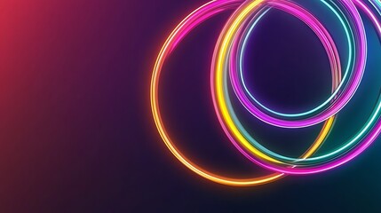 Wall Mural - Abstract Colorful Neon Rings Glowing Brightly