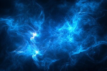 Wall Mural - Abstract blue energy swirls on black background.