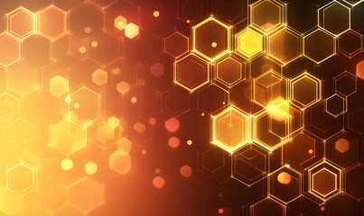 abstract glowing orange hexagon pattern background. ideal for technology, science, or corporate pres