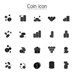 Poster - Coin icon set in thin line style