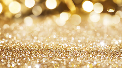 Golden glitter sparkle texture on black with festive bokeh lights creating luxurious shimmering holiday background abstract celebration pattern