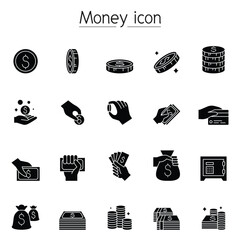 Poster - Money, Cash, Coin, Currency icon set in thin line style