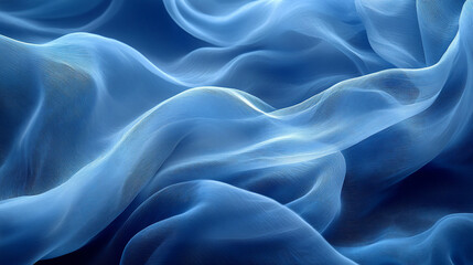 Wall Mural - Abstract blue silk fabric waves texture background.