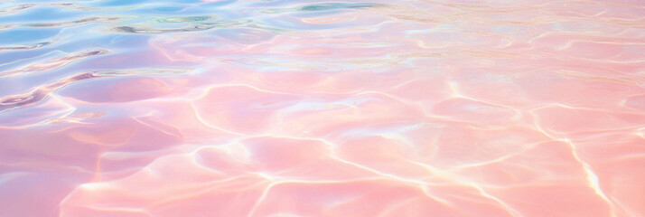 Leinwandbilder - Serene water surface with soft pink and blue reflections, creating tranquil atmosphere