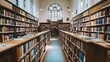 © Ardhana - Tranquil Library Hallway With Extensive Book Collection