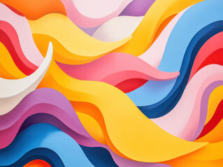 Aufkleber - Colorful abstract waves in vibrant hues create dynamic visual flow