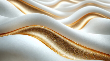 Wall Mural - Abstract gold and white wavy texture background.