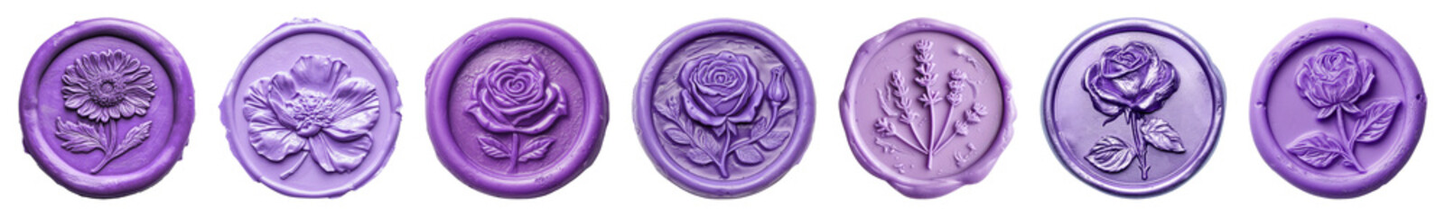 Wall Mural - vintage purple wax seal png cut out element set, transparent background
