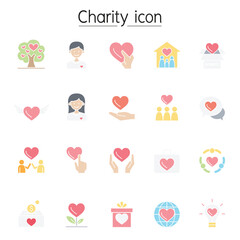 Wall Mural - Charity & Donation icons set in thin line style