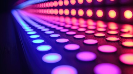 Wall Mural - captivating led light tunnel: abstract purple, pink, and blue gradient background. futuristic techno